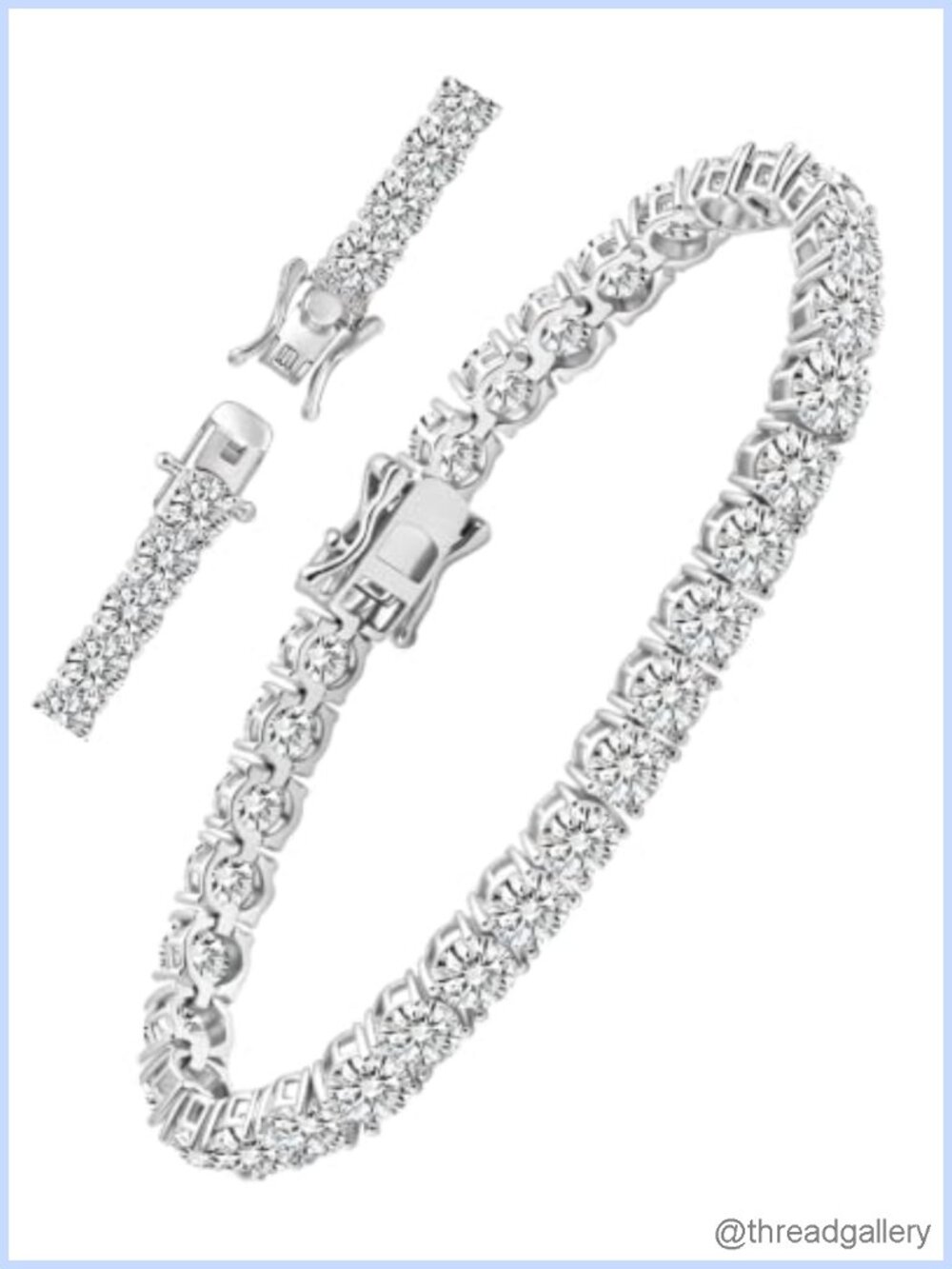 Moissanite Tennis Bracelet 14K White Gold Plated Women Men Anniversary Gift 3mm